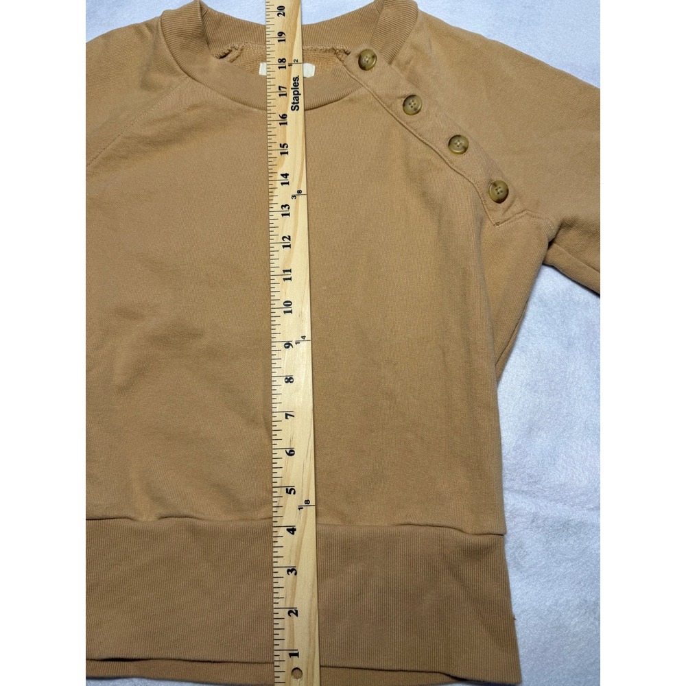 Madewell Mile(s) Sweatshirt Women XXS Tan Button Shoulder Raglan Pullover - Picture 9 of 12